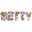 A serene, hand-crafted funeral tribute that spells the name BETTY in bold, three-dimensional block letters, photographed against a pure white background so every texture and hue reads clearly. Each capital letter is densely built on a cushion of soft white chrysanthemum heads, their snowy, almost downy petals forming a plush field that suggests quiet and peace. Inside and along the contours of each letter a secondary layer of vibrant magenta-purple chrysanthemums provides contrast and depth, tracing inner loops and bars so the name reads with dignity from any angle. Along the outer edges a subtle purple ribbon is tucked and smoothed, giving a refined finish and a gentle framing wash of colour. Small, clustered posies sit on top of key points - the upper curve of the B, the crossbar of the central T, and the right arm of the Y - each cluster composed of soft pink roses in varied stages from tight bud to opening bloom, small bright blue accent flowers that could be cornflowers or delphiniums, and feathery green fern fronds that add movement and fresh scent. The studio lighting is soft and even, picking out the creamy highlights on the white chrysanthemums and the cool sheen on the pink petals, while the blue accents read like tiny beacons of remembrance. As a florist who often arranges memorials for families across Stanmore, from quiet services near Canons Park to wakes on the High Street, I imagine the gentle rose fragrance mingling with cool air and the overall impression of calm, respect, and handcrafted care that this bespoke BETTY tribute conveys.